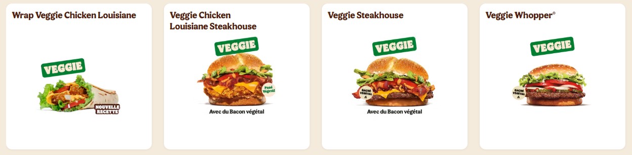 burger king veggie gamme