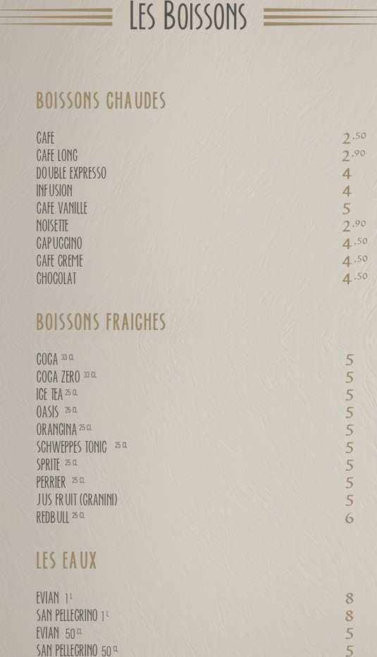 menu de yava paris boissons