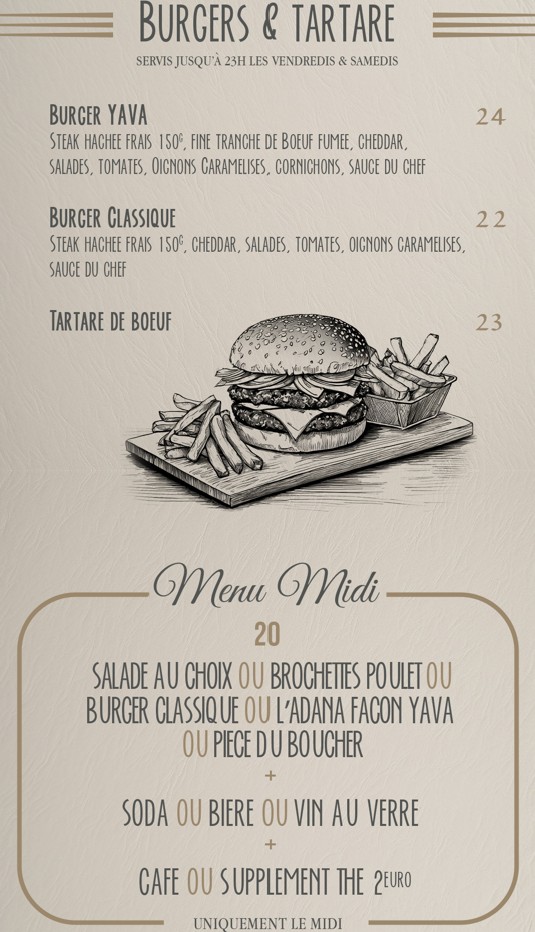 menu de yava paris burger