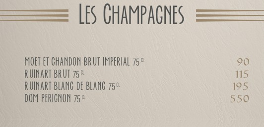 menu de yava paris champagnes