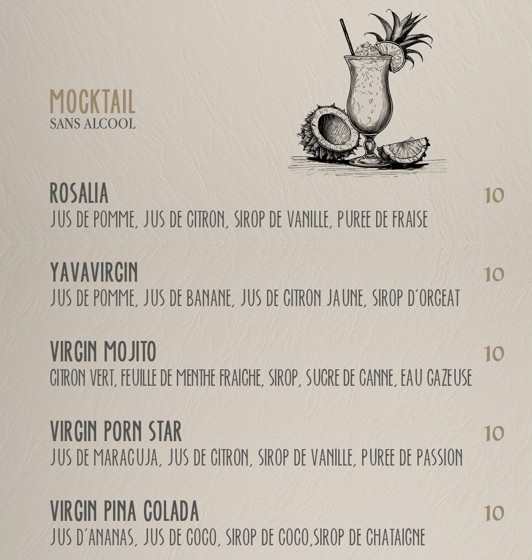 menu de yava paris cocktails 2