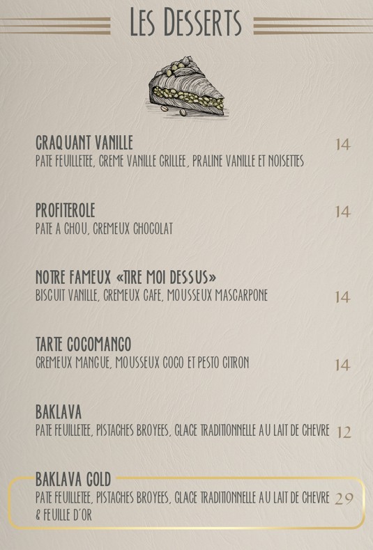 menu de yava paris dessert