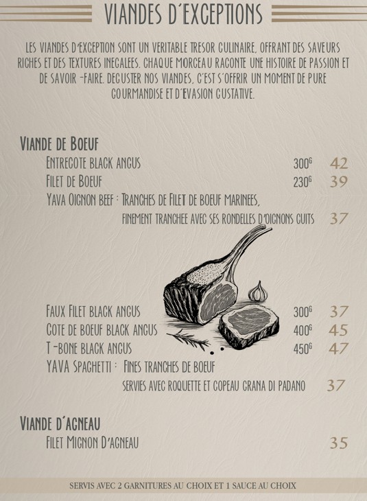 menu de yava paris viandes exceptions