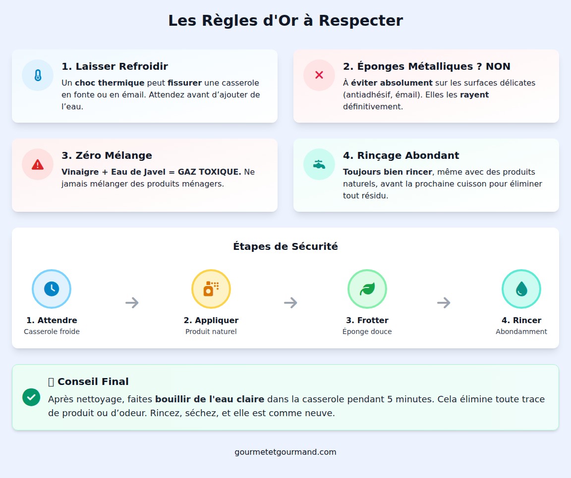 infographie Quelles précautions prendre lors du nettoyage d’une casserole brûlée ?